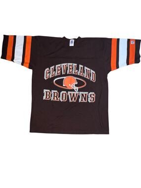 Cleveland Browns Football 90s graphic Logo 7 jersey t-shirt LG single stitch